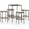 vidaXL 5 Piece Patio Bar Set with Cushions Poly Rattan Brown - 2 of 4