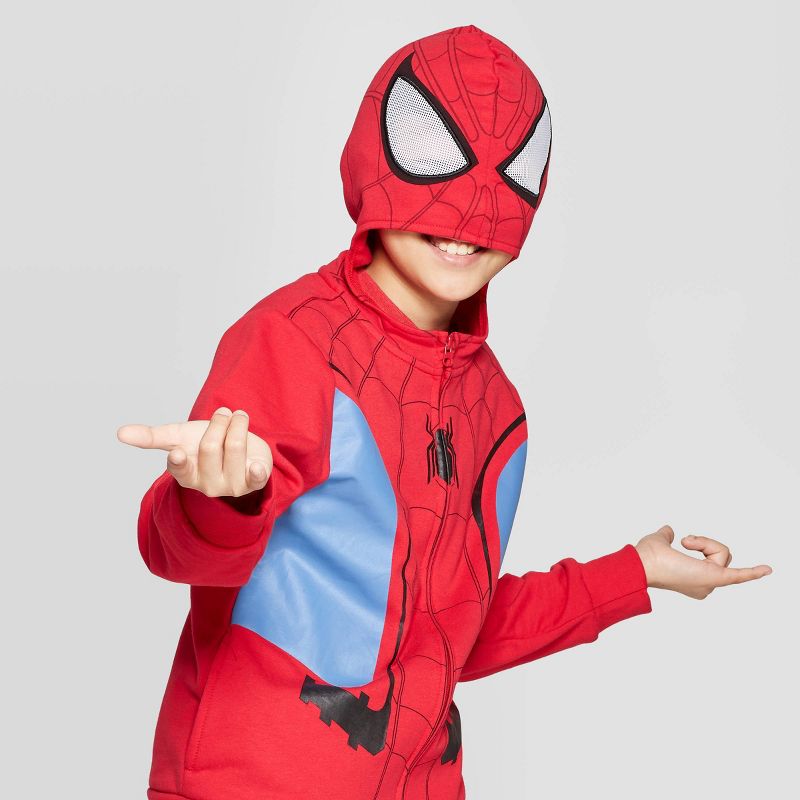 Kids' Spider-Man Costume Fleece Sweatshirt - Red, 4 of 8