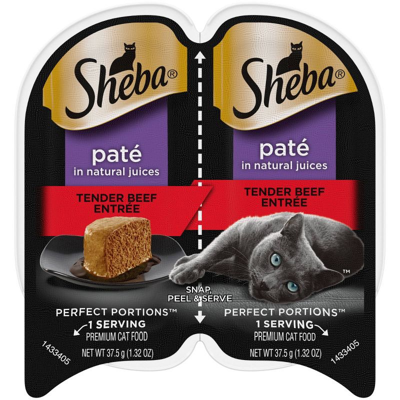 SHEBA PERFECT PORTIONS Tender Beef &#38; Chicken Flavor Entr&#233;e Wet Cat Food Pate - 2.64oz, 1 of 12