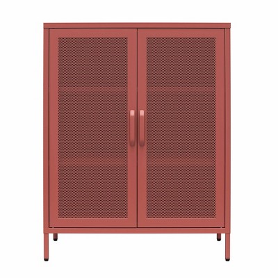Terracotta Metal 2-Door Adjustable Shelving Accent Cabinet