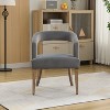 Gray 25.79" Wide Modern Barrel Open Back Upholstered Accent Chair with Weathered Solid Wood Legs - 2 of 4