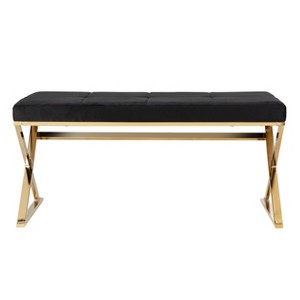 Tormayne Velvet Entryway Bench - Black - SEI - 1 of 4