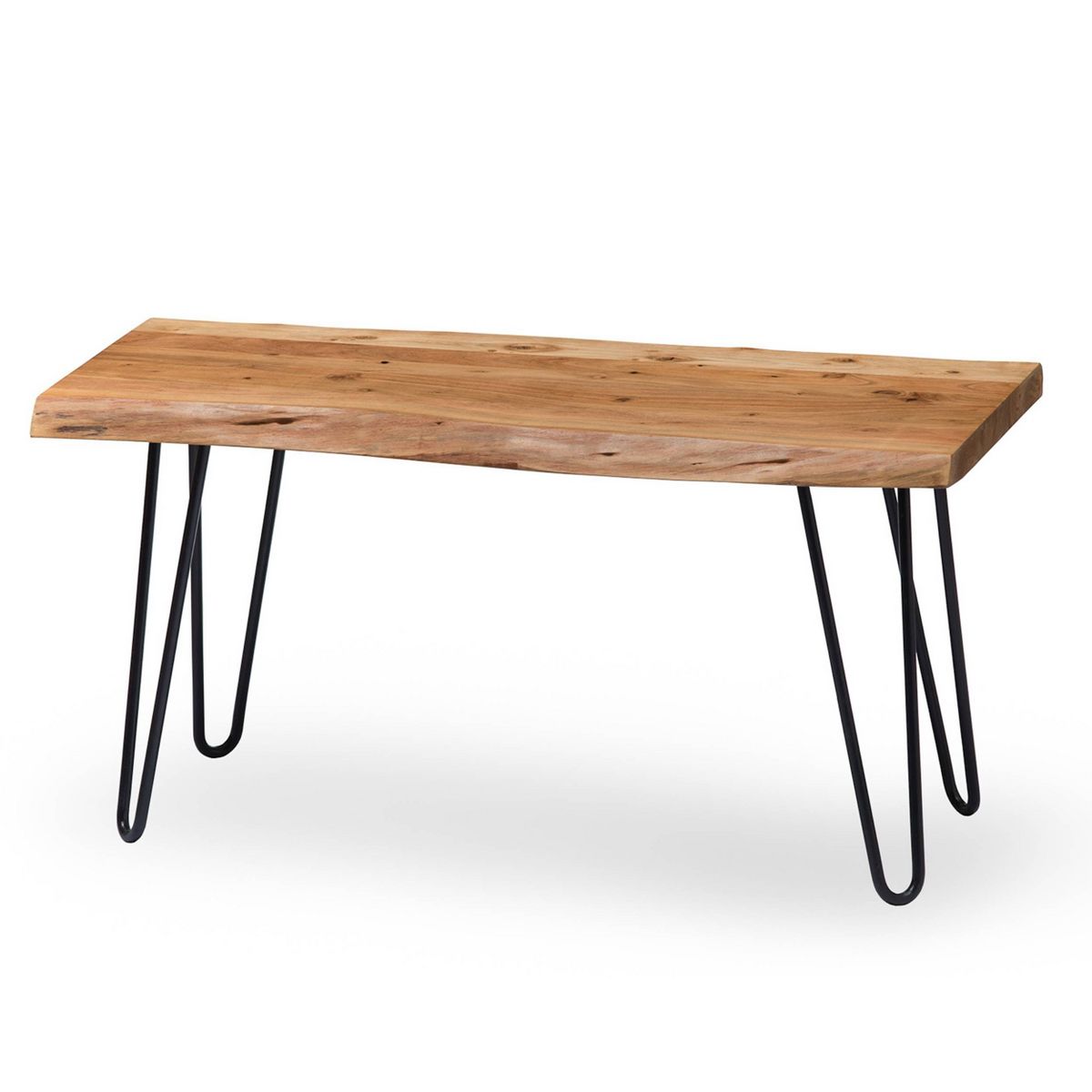 Alaterre Furniture 36" Hairpin Live Edge Bench: Industrial Mid-Century Modern, Metal & Acacia, 300 lb Capacity - thumbnail 2
