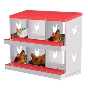 6-Hole Galvanized Steel Chicken Nesting Box - Heavy Duty Egg Laying Box for Hens & Ducks | Rollout Egg Collection | Ventilated Design with Easy - 1 of 4