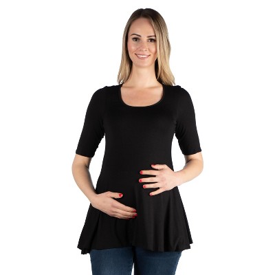 24seven Comfort Apparel Women's Maternity Swing Tunic Top-black-3x : Target