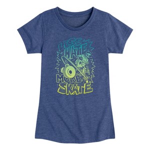 Girls' - Instant Message - Less Hate More Skate Fitted Short Sleeve Graphic T-Shirt - 1 of 4