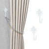 Unique Bargains Curtain Holdbacks Five-Leaf Design Hooks Iron 3.94"x1.97" 1 Pair - 2 of 4