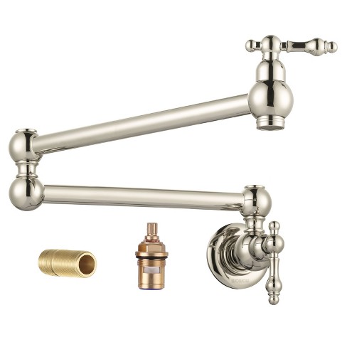 WOWOW Wall Mounted Pot Filler with 2-Handles Double Joint Swing Arm in Brushed Nickel - image 1 of 4