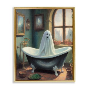 Stupell Industries Ghost Bathing in Tub Floating Frame Canvas Art - 1 of 4