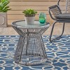 Milan Faux Rattan Side Table - Gray/White - Christopher Knight Home - 2 of 4
