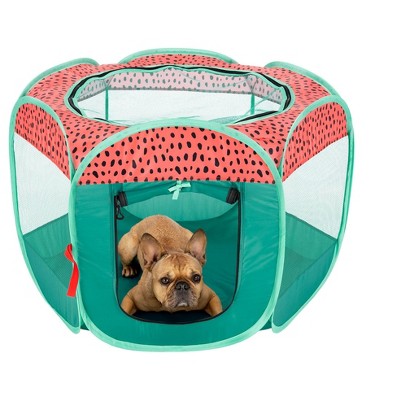 Small Red and Green Plastic Mesh Pet Playpen