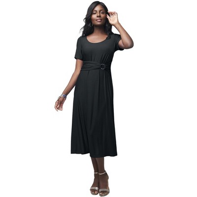 Jessica London Women's Plus Size Buckle Midi Dress