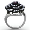 Slickblue Women's Two-Tone IP Black Ring, Stainless Steel with Amethyst Synthetic Crystal, Flower Style, Size 5-10 - 3 of 4