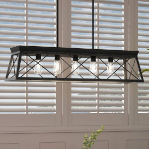 Urban Ambiance Luxury Industrial Chandelier 9''H x 38''W,  Midnight Black Finish,  Berkeley Collection, UHP3920 - 1 of 4