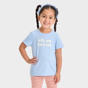 Toddler Girls' Oh So Loved Graphic T-Shirt - - Cat & Jack™ Light Blue - 1 of 4