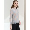 Allegra K Women's Lace Long Sleeve Keyhole Back Ruffle Neck Floral Blouse - 4 of 4