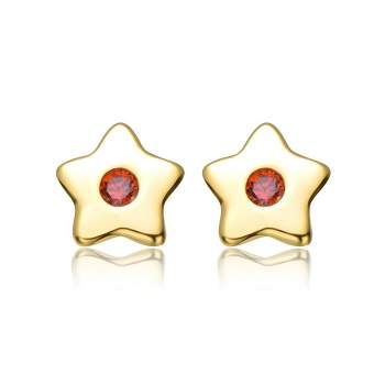 Disney Womens Minnie Mouse 10k Gold Stud Cubic Zirconia Birthstone Earrings  - January - Dark Red : Target