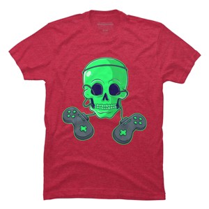 Men's Design By Humans Halloween Skeleton Skull Crossbones Video Gamer By TaiHan T-Shirt - 1 of 4