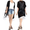LA LEELA Women's Summer Open Front Holiday Beachwear Short Bathing Suit Duster Cardigans Vacation Swimwear Cover ups XL-XXL Black, Solid - 3 of 3