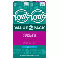 Tom's of Maine Antiplaque and Whitening Peppermint Natural Toothpaste - 5.5oz/2pk