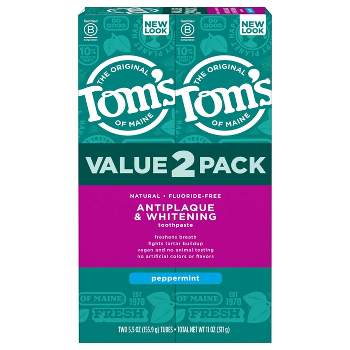 Tom's of Maine Antiplaque and Whitening Peppermint Natural Toothpaste - 5.5oz/2pk