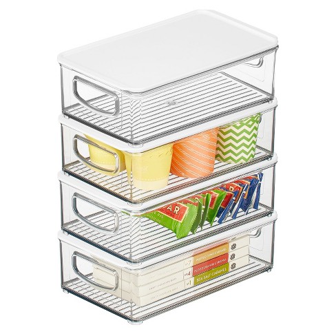 Mdesign Linus Plastic Kitchen Food Storage Organizer Bin With Handles, 8  Pack - 10 X 8 X 8, Clear : Target