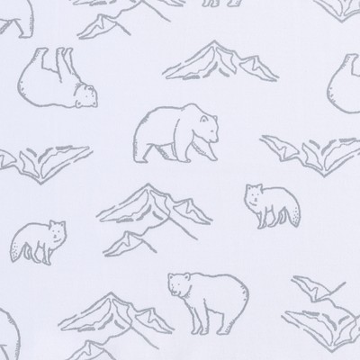 Twin Gray Cotton Percale Sheet Set with Bear Print