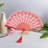 Unique Bargains Lace Trim Orchid with Tassel Folding Fan 1 Pc - 4 of 4