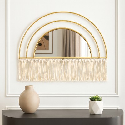 Stylish Decorative Large Wall Mirror with Bohemian-Inspired Arched Frame - Enhances Living Room, Bathroom Mirror, or Bedroom Décor