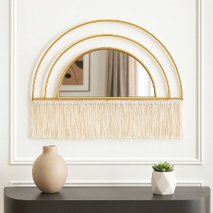 Stylish Decorative Large Wall Mirror with Bohemian-Inspired Arched Frame - Enhances Living Room, Bathroom Mirror, or Bedroom Décor - 1 of 4