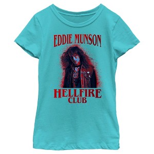 Girl's Stranger Things Hellfire Club Eddie Munson T-Shirt - 1 of 4