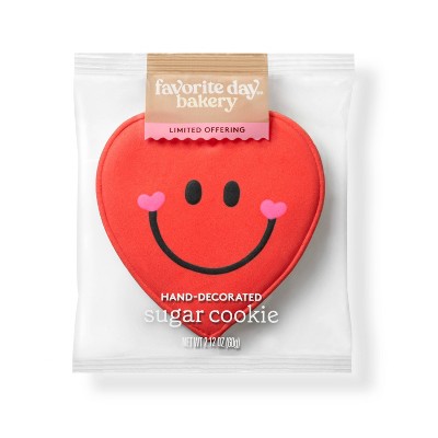 Smiley Heart Cheeks Decorated Cookie - 2.12oz - Favorite Day™