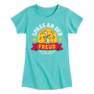 Girls' - Peanuts - Snoopy Spass An Der Freud Fitted Short Sleeve Graphic T-Shirt - 1 of 4