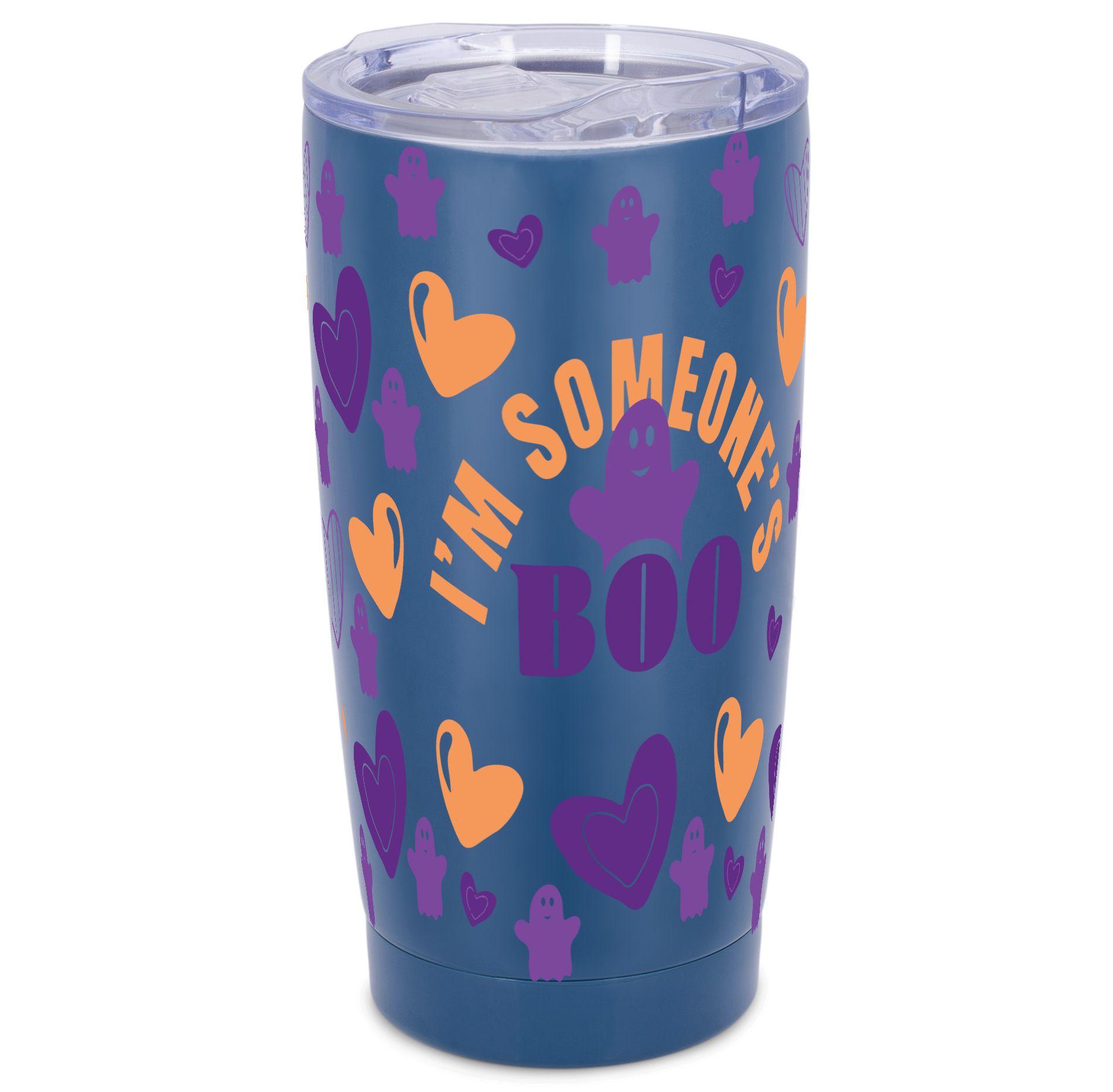Elanze Designs I'm Someone's Boo Ghost Love Hearts Halloween Wrap-Around Design 20 Ounce Stainless Steel On-The-Go Coffee Mug, Thermal Travel Tumbler