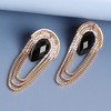 SOHI Women's Black  Teardrop Chain Drop Earrings - 2 of 3
