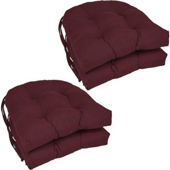Blazing Needles 16-inch Solid Twill U-shaped Tufted Chair Cushions (Set of 4)