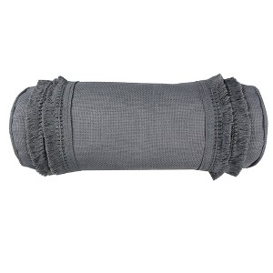 Perla Grey Solid Neckroll Decorative Pillow - Levtex Home - 1 of 3