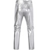 Coolmee Mens Metallic Shiny  Pants Wet Look Party Dance Straight Leg Trousers Festival Rave Cosplay Pants - 2 of 4