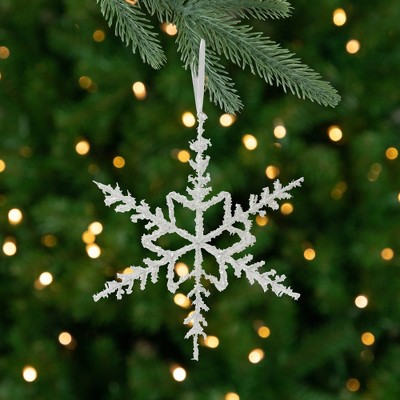 10" White Glittered Metal Snowflake Ornament
