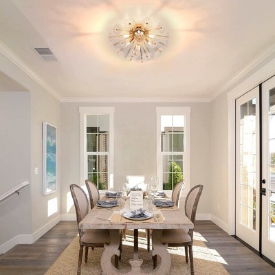 6-Light Flush Mount Ceiling Light with G9 Bulb Sockets, Large 19.7" Modern Flower Design for Bedroom, Living Room, Kitchen – The Pop Home