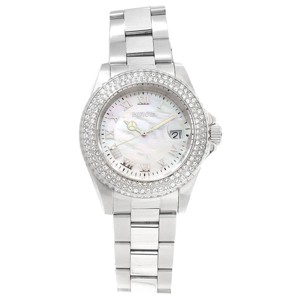 Invicta 19873 Women's Angel Crystal Accented Bezel White MOP Dial Steel Bracelet Dive Watch - 1 of 4
