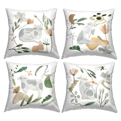 Stupell Industries Casual Grey Spotted Cats Varied Botanical Sprigs