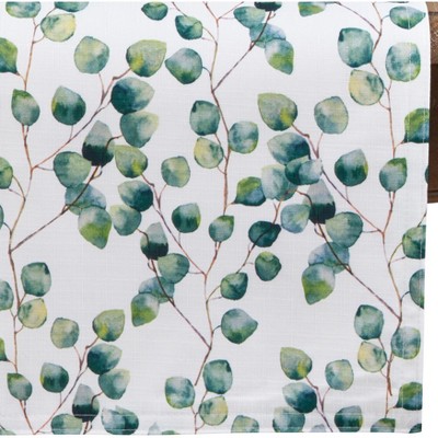 Eucalyptus Leaf Polyester Table Runner with Fringe, 16"x120"