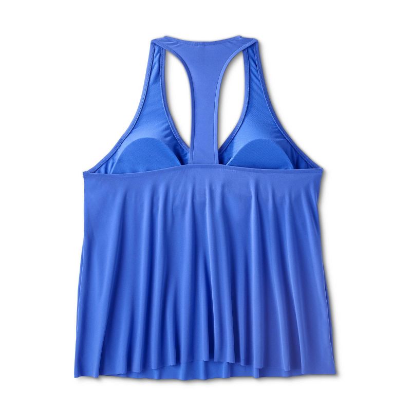 Women's UPF 50 V-Neck Racerback Tankini Top - Aqua Green® Blue, 4 of 7