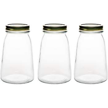 Amici Home Cantania Canning Jar, Airtight, Italian Made Food Storage Jar Clear with Golden Lid, 3-Piece