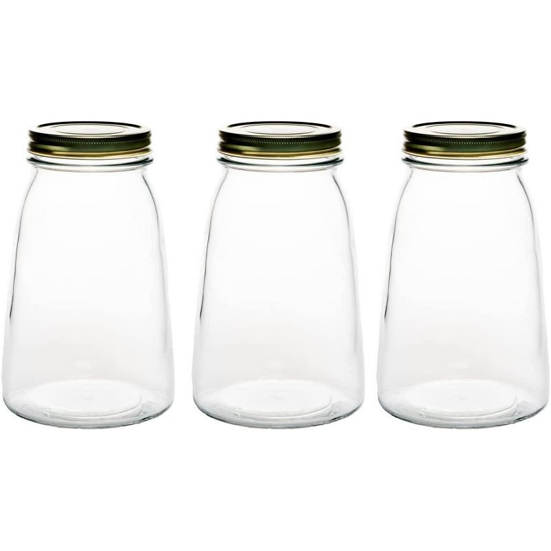 Amici Home Cantania Canning Jar, Airtight, Italian Made Food Storage Jar Clear with Golden Lid, 3-Piece, 1 of 5