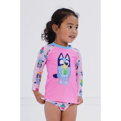 Bluey Little Girls UPF 50+ Rash Guard and Bikini Bottom Pink 5-6 — фото 5