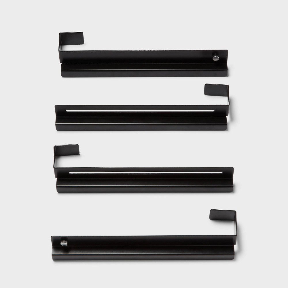 Undershelf Rail Storage Kit - Brightroom™: Steel Shelf Dividers, Black Utility Shelf Parts, 8-Piece Set