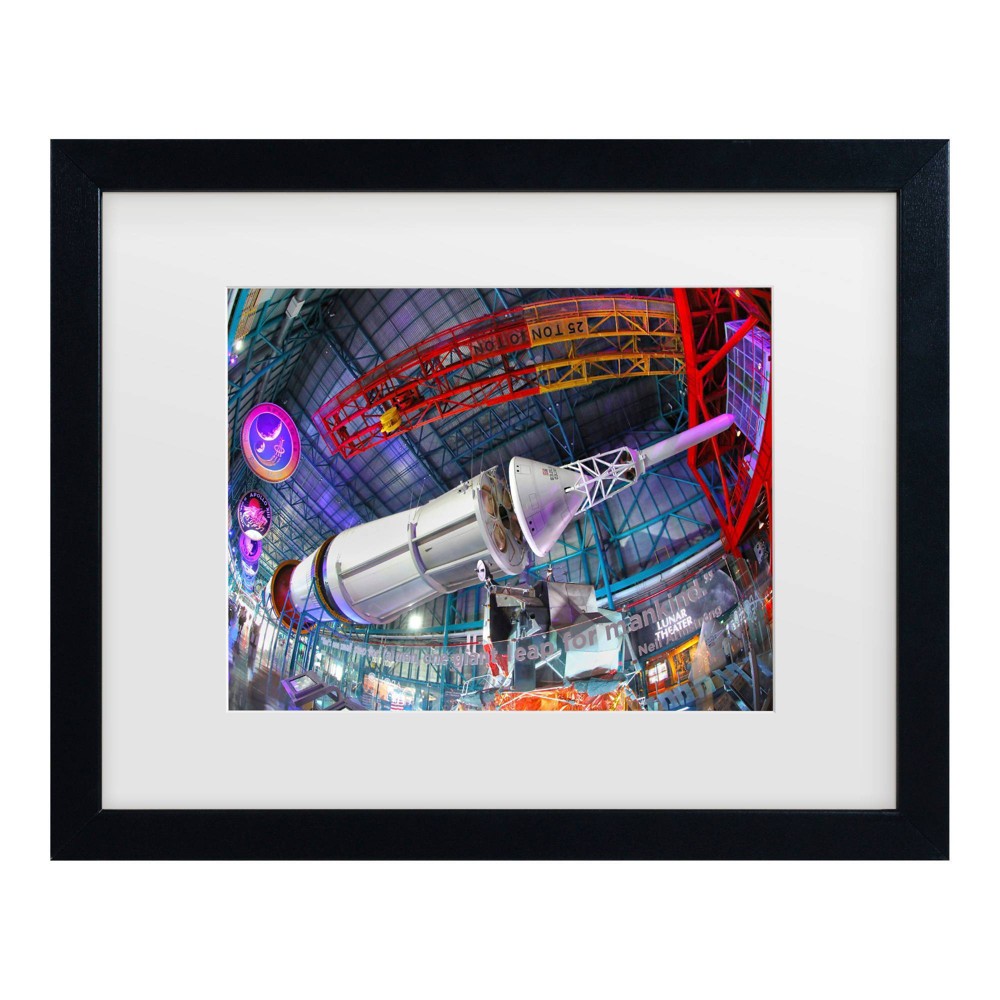 Trademark Fine Art 16"x20" Mich Catanzaro Saturn Five Kennedy Space Center Matted Framed Art Black