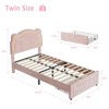Homhougo Twin Upholstered Bed Frame with Adjustable Headboard & Smart LED with drawer Pink - 2 of 4